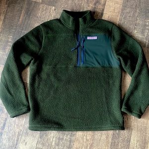 Vineyard Vines Mens Size M Medium Sherpa Pullover Quarter Zip with Logos
